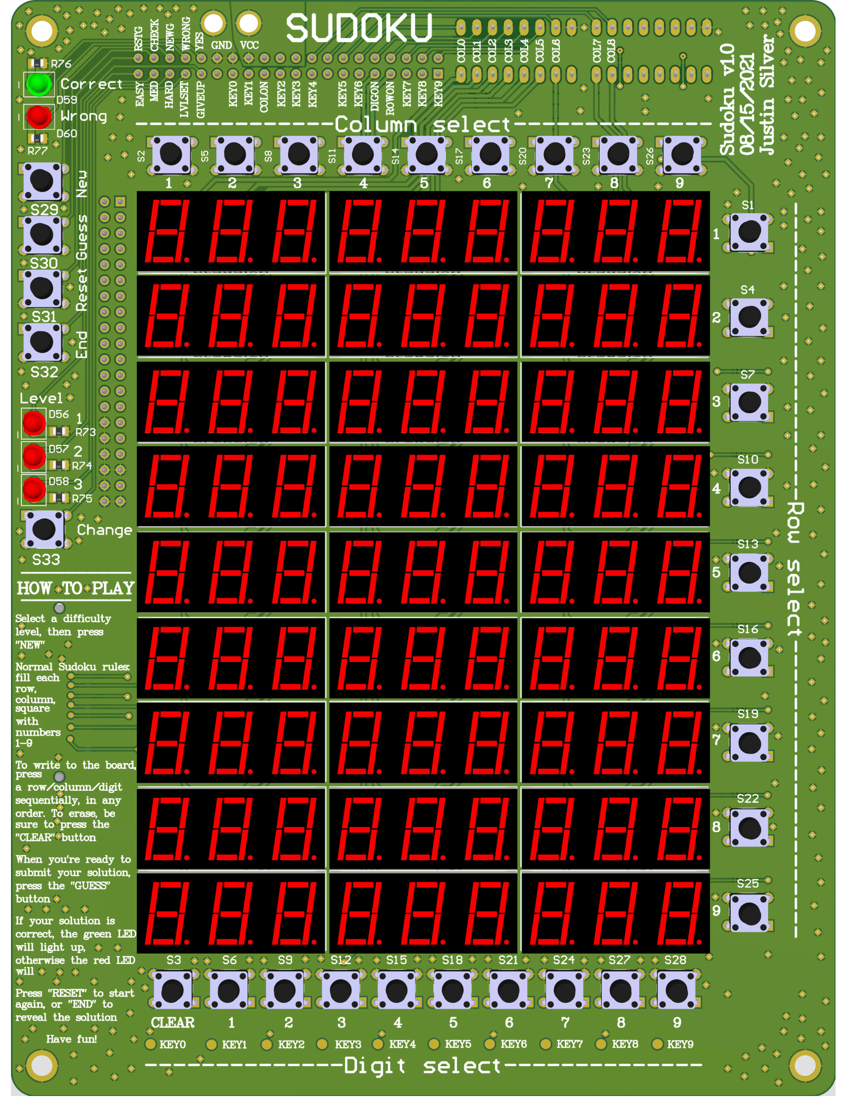 3D top view of Sudoku board